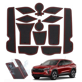 GFJNFG for 2024 2025 2026 Chevy Trax Door Slot Mat 2026 2025 2024 Trax (LT/2RS/ACTIV) Door Compartment Cup Holder Inserts Center Console Liners for 2024 2025 2026 Trax Interior Accessories(13PCS Red)