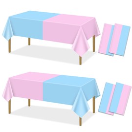 4Pcs Gender Reveal Table Cloths - Gender Reveal Table Decorations Assorted Color Tablecloths Rectangular Pink and Blue Tablecloth for Boy or Girl Gender Reveal Party Supplies, 51 x 86.6 Inch