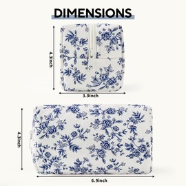 Floral Makeup Bag,Floral Quilted Make Up Bag,Large Cosmetic Bag,Fashionable Travel Makeup Pouch, Cute Portable Storage Bag,Puffy Coquette Makeup Bag, Attractive Quilted Pouch