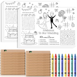 24 Set Wedding Activity for Kids Coloring Placemats Individually Packaged Wedding Coloring Paper Mats and Crayons Wedding Sheets for Kids Wedding Games Favors, 15.7''x11''