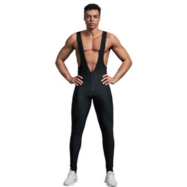 EASYINPRO Men's Fleece Cargo Cycling Bib Pants 4D Pad, Zipper Opening Front Thermal Bike Tights Long Legging for Cold Weather