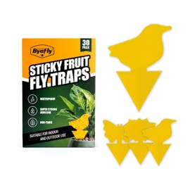 ByeFly Fruit Fly & Gnat Traps 30 Pack - Non-Toxic Sticky Traps for Plants