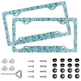 2Pcs Whale Shark Aluminum Alloy License Plate Holder License Plate Frames with Screw Cap