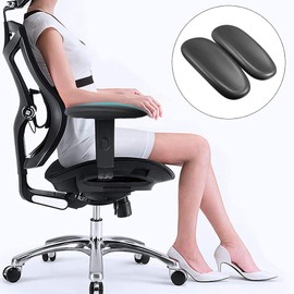 Office Chair Armrest Replacement Pads, 1 Pair Desk Chair Arm Rest Pads 10inch with Universal Soft PU Leather Parts, Black