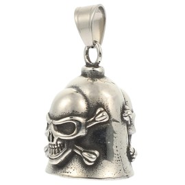 SEWACC Gothic Skull Bell Pendant for Jewelry Making Vintage Polished Motorcycle Charm Decorative Bell Necklace for Men Unique for Motorcycle and Enthusiasts