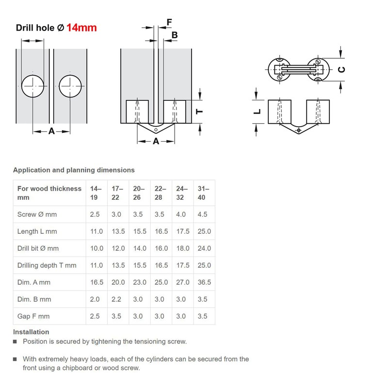 GEFONG Mini Cylindrical Barrel Hinge 14mm for Cabinet Door Panel