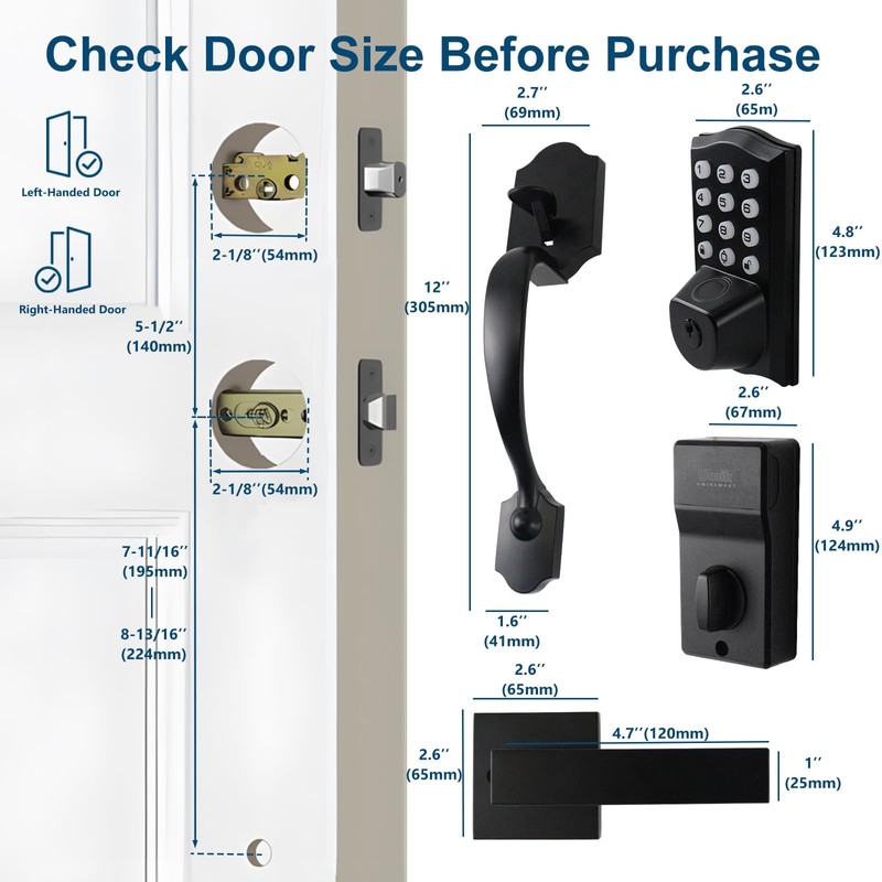 UMIKSMART Smart Keypad Door Lock with Handle, Tuya WiFi App