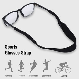 Keenso Sports Glasses Strap, Pack of 5 Myopic Glasses, Elastic Band, 4-8 mm Glasses Temple Band, Sports Glasses Strap for Sunglasses, Ski Glasses, Cycling Glasses, black