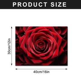 Red Rose Close Up Detail Modern Framed Flowers Giclee Canvas Prints Red Romantic Rose Flower Nature Floral Photography Realism Botanical for Living room Bedroom Bathroom 12"x16" Framed