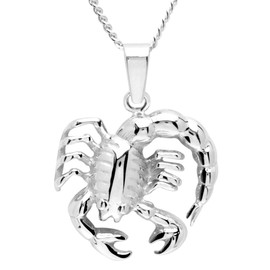 InCollections Silver Pendant with Robust Necklace 42 cm Zodiac Sign Scorpion 925 Sterling Silver 1001201316100
