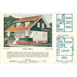 Single-Family Home, Rendering and Floor Plans - Vintage Image