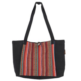 GURU SHOP Ethno Yoga Mat Bag, Bag for Yoga Mat, Yoga Bag, Beach Bag, Shopper - Black, Men/Women, Cotton, Size: One Size, 30 x 45 x 15 cm, Bags for Yoga Mats