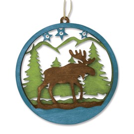 Cape Shore Moose Wooden Laser Cut 3D Christmas Tree Holiday Ornament Decoration