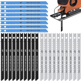 25 Pieces Jigsaw Blade Set 6T 8T 10T High Carbon Steel Various Saw Blades with U Shank, Quick Cut Jigsaw Blade, Woodworking Tool for Cutting Wood, Metal, Plastic