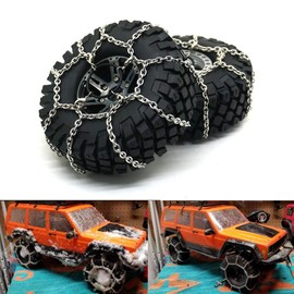 RCLIONS 4PCS Steel RC Snow Chains Anti-Skid for 1.9inches 114mm 120mm Wheel Tyre TRX4,SCX10,SCX10-II 1/10 Crawler Truck Car