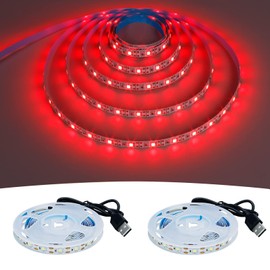 KXZM USB Red 620-625nm LED Strip Light 5V USB Powered 13.12ft/4M 240LEDs Flexible SMD2835 High Brightness No-Waterproof IP20 LED Tape Lights(2pcs x 6.6ft)