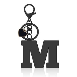 Ximalun Initial Letter Keychains Gifts,A-Z Alphabet Initial Letter with Heart Love Pendant for Purse Backpack Car Keyring Accessory Stainless Steel Letter Initials Key Chain for Women Men(M)