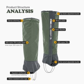 ETROL Leg Gaiters Waterproof for Men Women,Adjustable Anti-Tear Hiking Boot Gaiters,30D Nylon Thickening Hunting Snow Boot Gaiters for Walking Mountain Climbing Skiing Running Motorcycle Outdoor