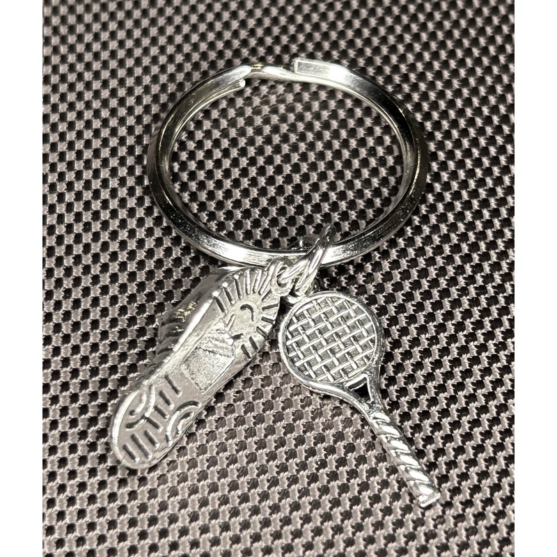 Woodstar Tennis Squash Ball Racket Lightweight Compact Keychain, metallic