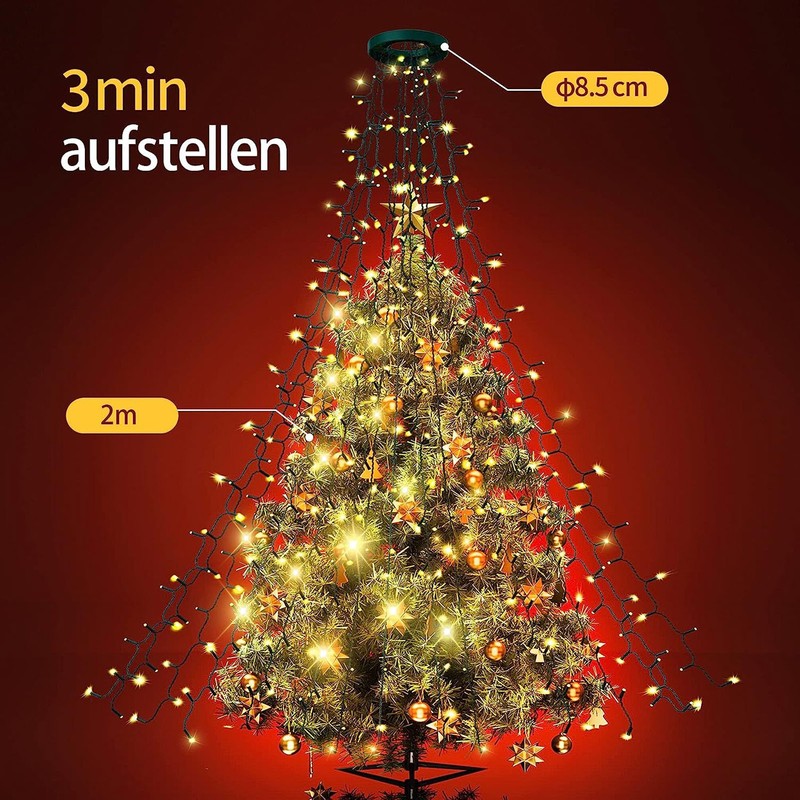 Christmas Tree Decoration Lights with Ring 2m 400 LED Christmas
