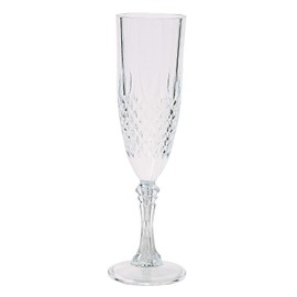 Fun Express 12 Pieces Plastic Clear Patterned Champagne Flutes, Holds 8 oz, BPA Free Plastic, Reusable Drinkware Cups for Wedding Party Supplies