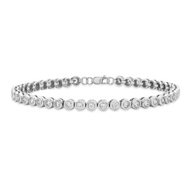 Tuscany Silver Round White Cubic Zirconia Tennis Bracelet 18cm/7"