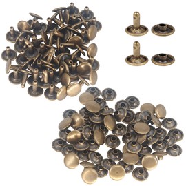 WedDecor Bronze 100 Sets of 10mm Double Cap Rivets – Tubular Metal Studs for Leather Crafting, DIY Projects, Sewing & Clothing Repair, 10mm x 9mm Rivets for Crafts & Repair