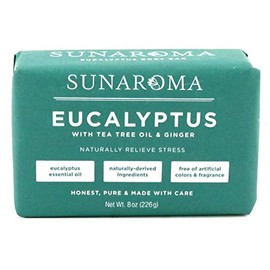 Sunaroma Soap Bar Eucalyptus With Tea Tree + Ginger 8 Ounce (3 Pack)