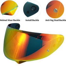 VCOROS HJ-34P Helmet Visor - HJ-34P Helemt Shield Visor Tinted C10 Helmet Visor Face Shield for HJ-34P C10 (Chrome Red)