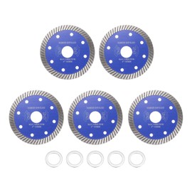 HARFINGTON 5pcs Diamond Saw Blade 4" Dia 7/8" Arbor Circular Cutting Wheel with 7/8" to 5/8" Arbor Adapter Reducer Ring for Masonry Tile Marble Ceramics Concrete Cement Brick, Dark Blue