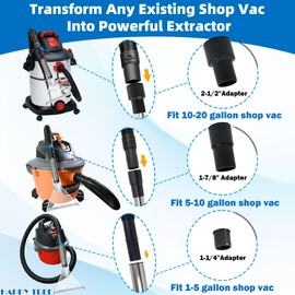 Happy Tree Universal Fit All Brands' Shop Vacs with 2-1/2"&1-7/8"&1-1/4" Adapter Clear Extractor Accessory for Upholstery & Carpet Cleaning & Car Detailing, Shop Vac Extractor Attachment Hose Kit