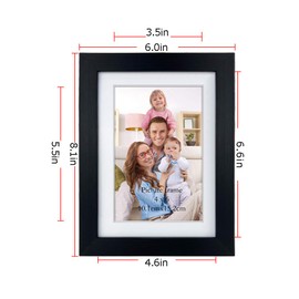 Giftgarden 4x6 Picture Frame Set of 4, Matted to Display 4 x 6 Pictures with Mat or 5x7 Photos Without Mat for Wall Floating or Tabletop, Black