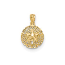 Saris and Things 14k Yellow Gold Solid Gold Polished Filigree Sand Dollar Charm Pendant
