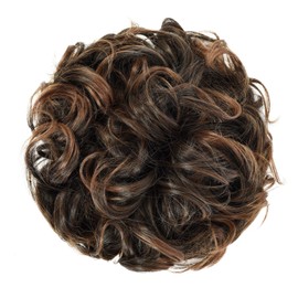 Short Mess Curly Dish Bun Hair Extension Scrunchy Bun Chignon Buns Ponytail Hair Pieces for Women Easy Stretch Hair Combs Clip in Ponytail Extension(4T30#)