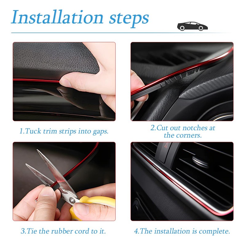 TSUGAMI Car Interior Trim Strips, 33ft Auto Electroplating Decoration Styling