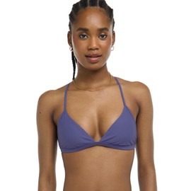Body Glove Women's Standard Smoothies Evelyn Solid Fixed Triangle Bikini Top Swimsuit with Adjustable 2-Way Back Detail, Iris Blue