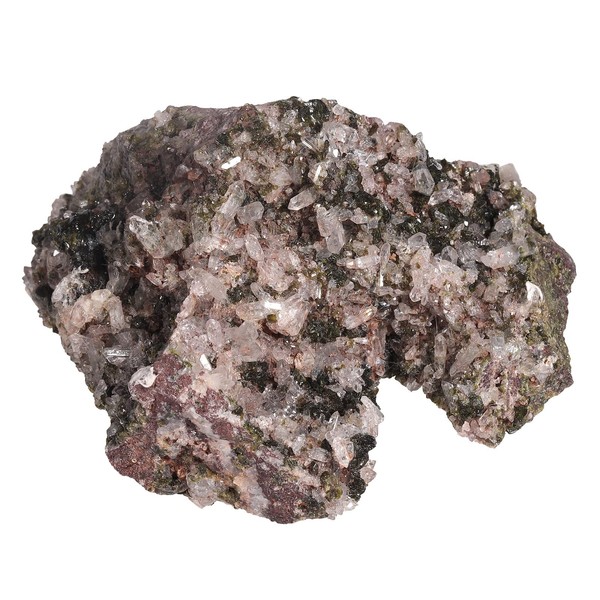 mookaitedecor Natural Epidote with Druzy Crystal Quartz Cluster, Mineral Raw Stone Specimen Ornament for Reiki Healing Home Decor, 200-300g