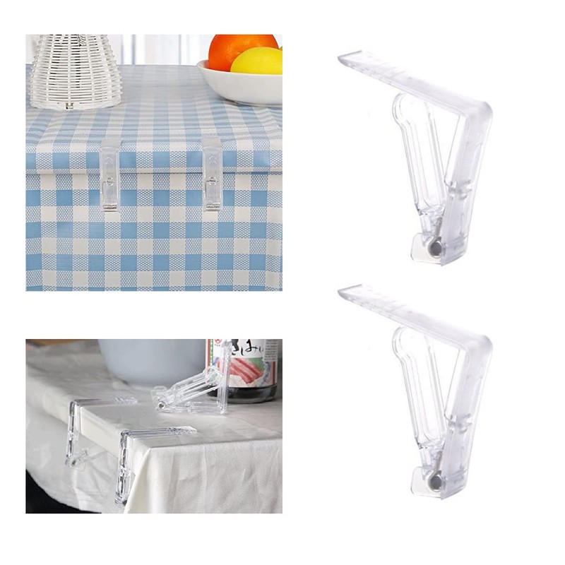 Pack of 4 Tablecloth Clips, Transparent Plastic Clips, Adjustable High