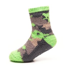 A2Z 4 Kids Boys Girls Soft Fluffy Cosy Socks Non Slip Gripper - Socks AZ818 Camo Green_3-6 (9-12)