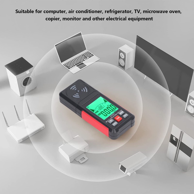 Electromagnetic Radiation Detector Data Hold Sound Light Alarm EMF Radiation