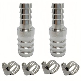 304 Stainless Steel Hose Barb Fitting Reducing Union 5/8" Barbed x 3/4" Barbed 2pcs with 4pcs Hose Clamps