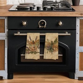 Sviojuce Vintage Dragonfly Floral Kitchen Towels Decorative 16x24 Set of 2, Beige Fall Dish Towels Cloths Dishcloths Tea Towel Gifts, Autumn Aesthetic Bathroom Kitchen Hand Towel Decor