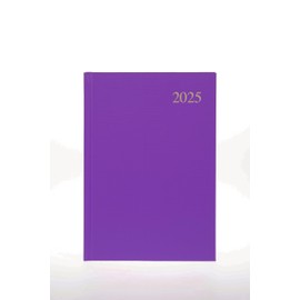 Collins Essential 2025 Business Diary - A5 Day to a Page Planner with Leathergrain Hardback Cover - Purple - ESSA53.55-25