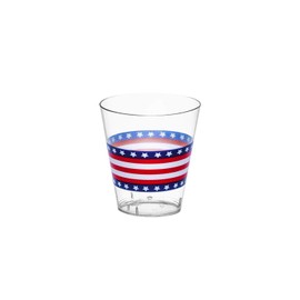 Party Essentials Printed Hard Plastic 2-Ounce Stars & Stripes Shot Glasses, Clear, 80-Count