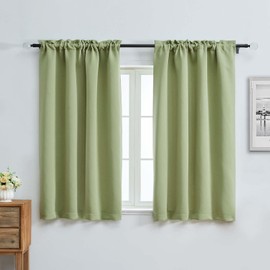 Aiyufeng Sage Green Short Blackout Curtains for Bedroom 54 Inches Long 2 Panels Set, Solid Thermal Insulated, Energy Saving Window Treatment Curtains Blackout Drapes, W40 x L54 Inch, Sage Green
