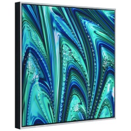 Empire Art Direct "Ocean Waves I Crystallus Epoxy Coated Wrapped Framed Glossy Blue Canvas Wall Art, Ready to Hang, Living Room, Bedroom & Office, 24"x24"x1.5"