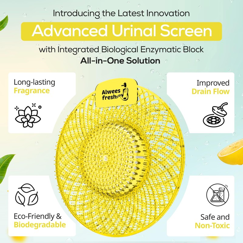 Alwees Fresh Spiral Urinal Mats - 4-in-1 Urinal Screen for