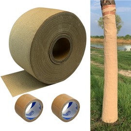 213 Ft Paper Tree Wrap For Damaged Bark, Weather Resistant Tree Trunk Protectors Wraps To Protect Bark, Breathable Tree Bark Repair Wrap Bandage For Frost, Sun And Deer Animals, With Tape (3.15" Wide)
