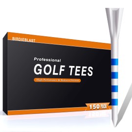 BIRDIEBLAST 150 Pack 3 Prongs Plastic Golf Tees, Low Friction and Resistance Golf Tees, High Performance Premium Golf Tees (White, 3-1/4")