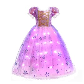 Discoball Rapunzel Princess Costumes for Girls Rapunzel Dress Up Girls Fancy Dress for Kids Party Birthday Pageant Christmas Costume